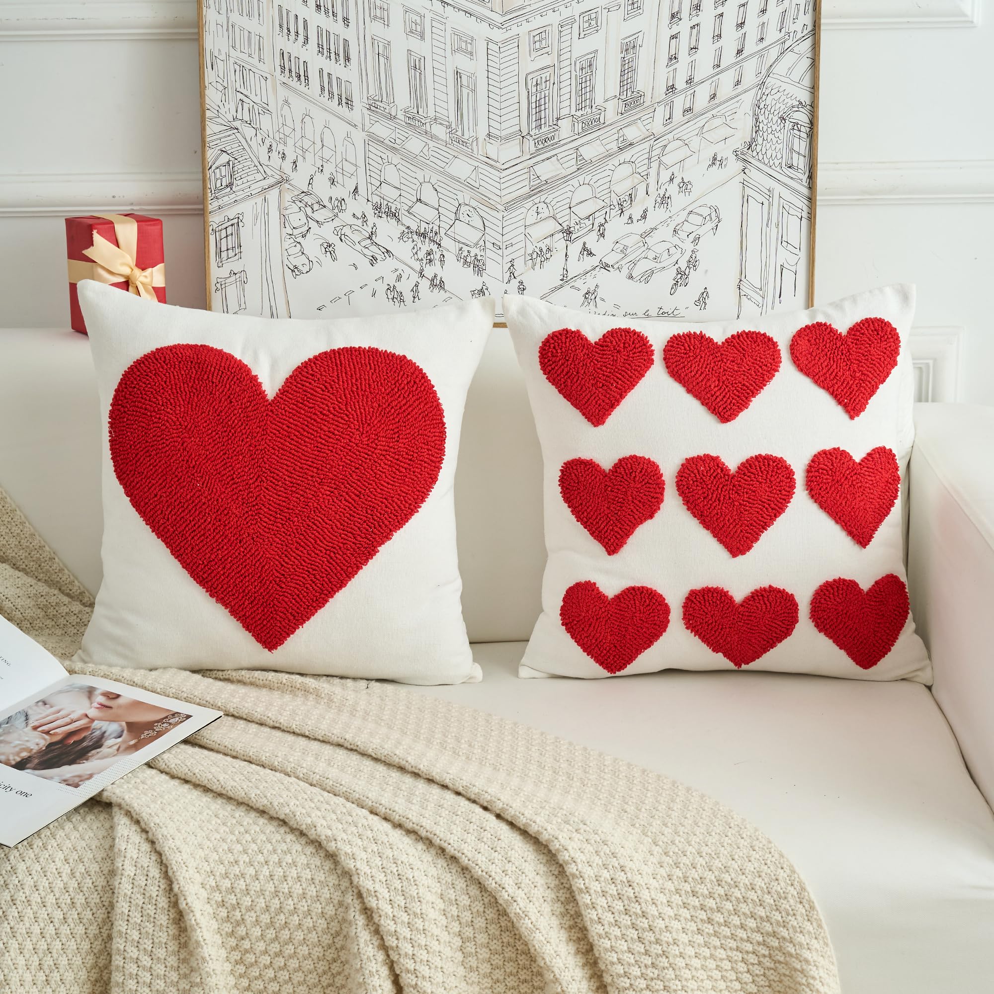 Amazon.com: HOMFREEST Valentines Day Red Heart Pillow Covers 18x18